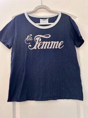 SOL Angeles x Anthropologie La Femme Graphic T. Ringer style. Made in US. Cotton